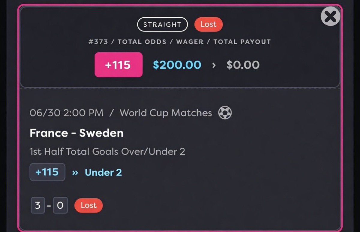 AdmirD84's tweet photo. @STNSportsApp this is messed up, I’m still not payed out for my bet, you guys had issues with the app for the France game. I bet the under 2 goals 1H and it was geared as a lost. Contacted support, and still nothing has been done. https://t.co/IBijYA2HQc
