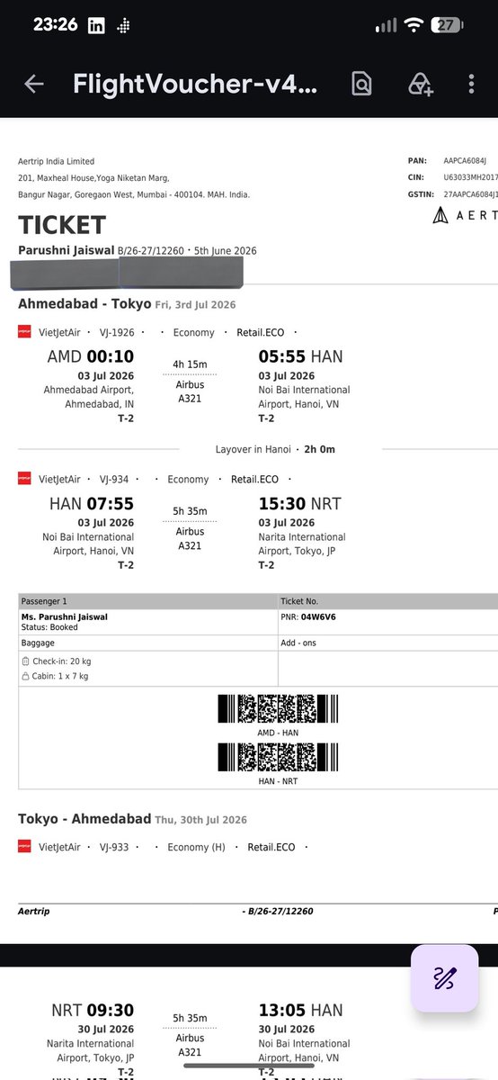 ak007king's tweet photo. @aertrip @AertripS @VietjetIndia
My sister booked a flight in which 20 kgs checked in baggage and 7 kgs hand luggage was included and the airline denies it and says checked baggage is not included and a customer has to pay an extra fees for the check in luggage
@aertrip is cheat https://t.co/MbUyZsOKWk