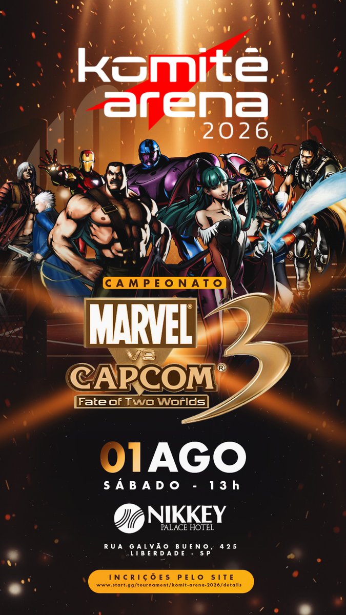 nostawrd's tweet photo. UMvC3 estará presente como side dia 01/08(Sábado) no Comitê Arena !

https://t.co/QVUwU4z6s8

@komitegames @fgcsaopaulo https://t.co/3pvG4PTtYF
