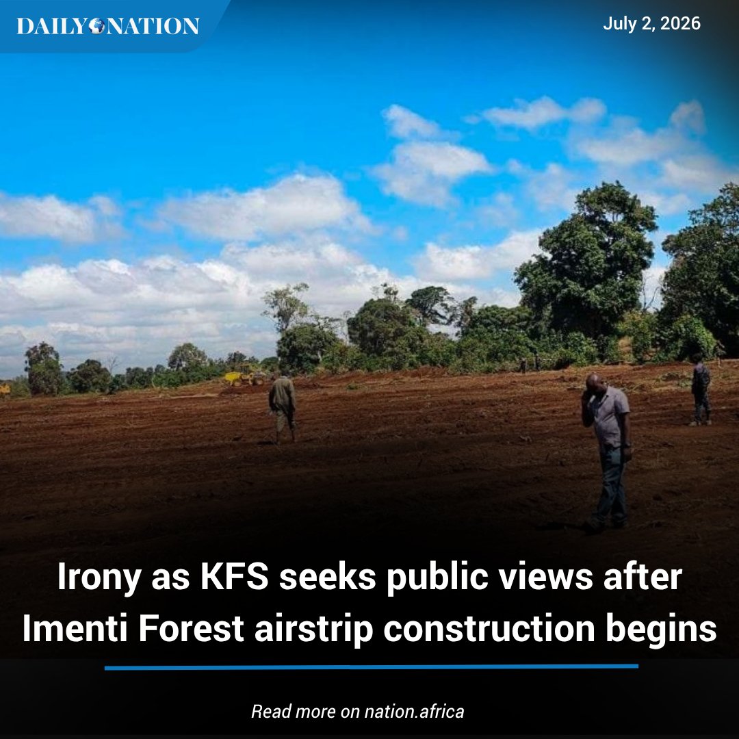 NationAfrica's tweet photo. Weeks after the government began construction of an airstrip in the Imenti Forest, the Kenya Forest Service has called for public participation in the project.

Read more: https://t.co/YAA6H7YNgL https://t.co/02jLkOTLCW