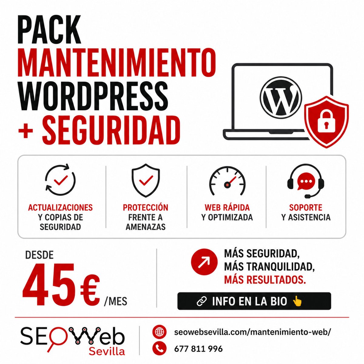 seowebsevilla's tweet photo. 🛡️ Tu web necesita algo más que estar online.

Con un buen mantenimiento WordPress evitas errores, mejoras la seguridad y mantienes el rendimiento.

Desde 45 €/mes.

🌐 https://t.co/JclBDooC81

#WordPress #SEOSevilla https://t.co/0S9KqkKFP9