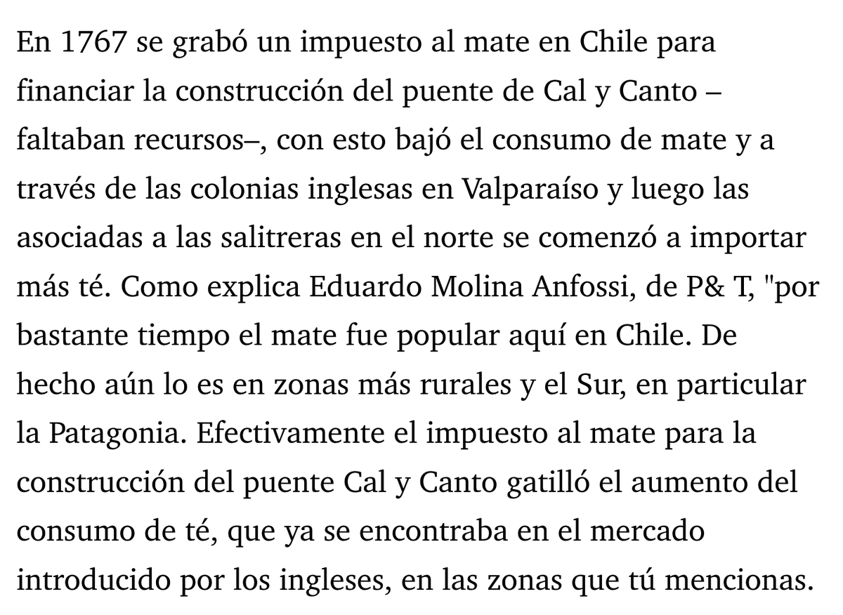 zesak's tweet photo. @Jarethdd2067 Hace unos 250 años la yerba mate era furor en Chile, hasta que le pusieron un impuesto.
Fue la oportunidad del té 🍵 https://t.co/QwrzFCQ45p