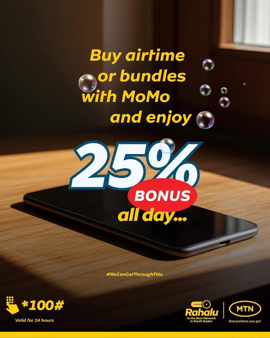 MTNSSD's tweet photo. Enjoy 25% Bonus when you buy airtime or bundles with MoMo.
#Switch2MTN #BestNetwork https://t.co/ZOQqBqlsqR