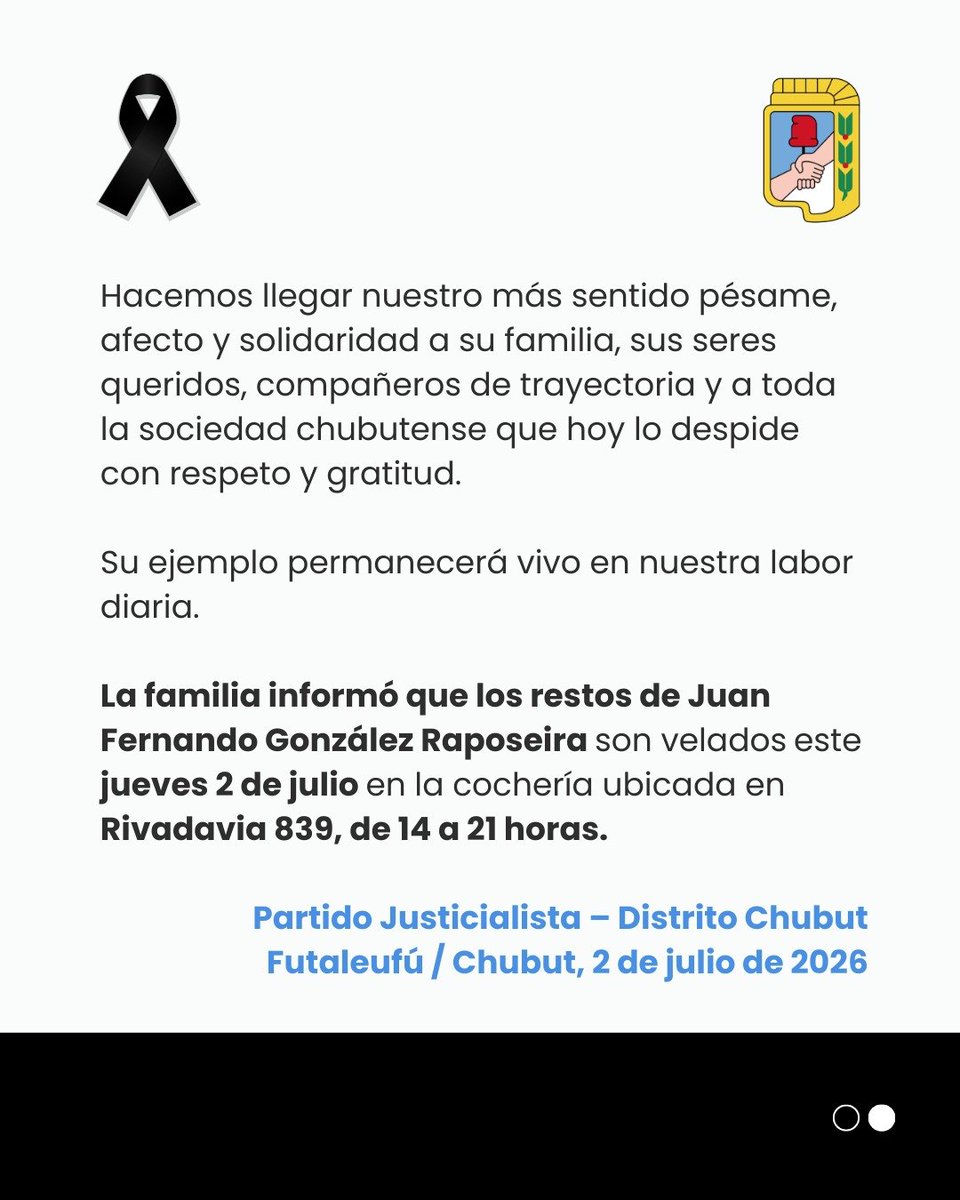 PJCHoficialOk's tweet photo. Con profundo dolor despedimos a nuestro compañero Fernando Raposeira, concejal que representó con dedicación, compromiso y convicción los valores que nos unen. https://t.co/sxlSCZYDxs