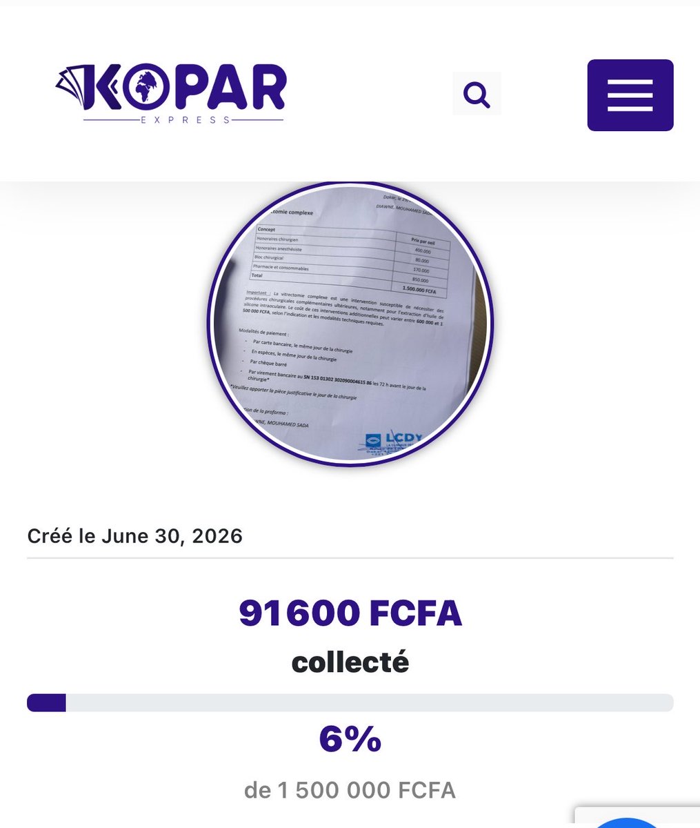 Momo_Diaoune's tweet photo. Salam la famille on avance pas à pas vers l’objectif !! 
100 , 200 , 500 , 1000 khebougnu dara pour aider ce frère dans le combat contre sa maladie 🙏🙏
Voici le lien du cagnotte 
https://t.co/VO9SxfNMAP https://t.co/XPerkzNvTa