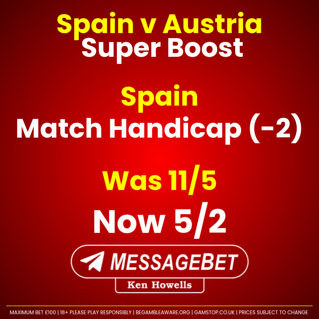 KenHowells_'s tweet photo. 🇪🇸 Spain v Austria 🇦🇹

Spain - Match Handicap (-2) - Was 11/5 NOW 5/2

✅ Max Stake £100
✅ New &amp; Eligible Customers
✅ 18+ Please Play Responsibly

⚠️ https://t.co/JDRJyBiGnQ
⚠️ https://t.co/mLkujYB3e5

🎯Bet Now: https://t.co/GBaBNq3Kmy https://t.co/2fyHnSKBC0