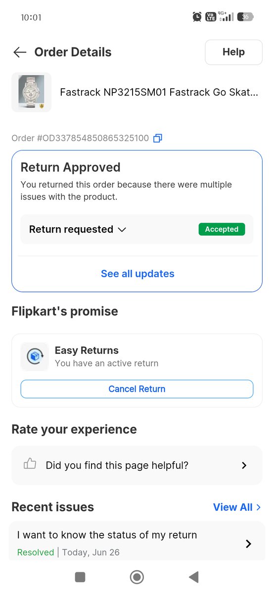 BHARATS19946302's tweet photo. @Flipkart @Delhivery Wrong Fastrack watch delivered. Return was approved, but Delhivery cancelled pickup 4 times as "Quality Check Failed". Flipkart then cancelled my refund citing the return policy, although the delay was caused by their own logistics process.Bad service. https://t.co/I7BD67Y4uu