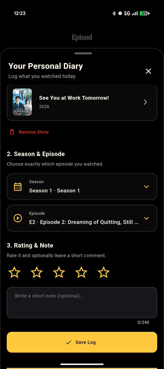 GinTonica's tweet photo. @EpisodTeam One thing, it'd be good to be able to save like this without having to add the rating. It's not a feature I care about, for those who like it, they'll do it anyway, but it's like forcing me to rate the episode and having an extra step. https://t.co/goqW88pQsU