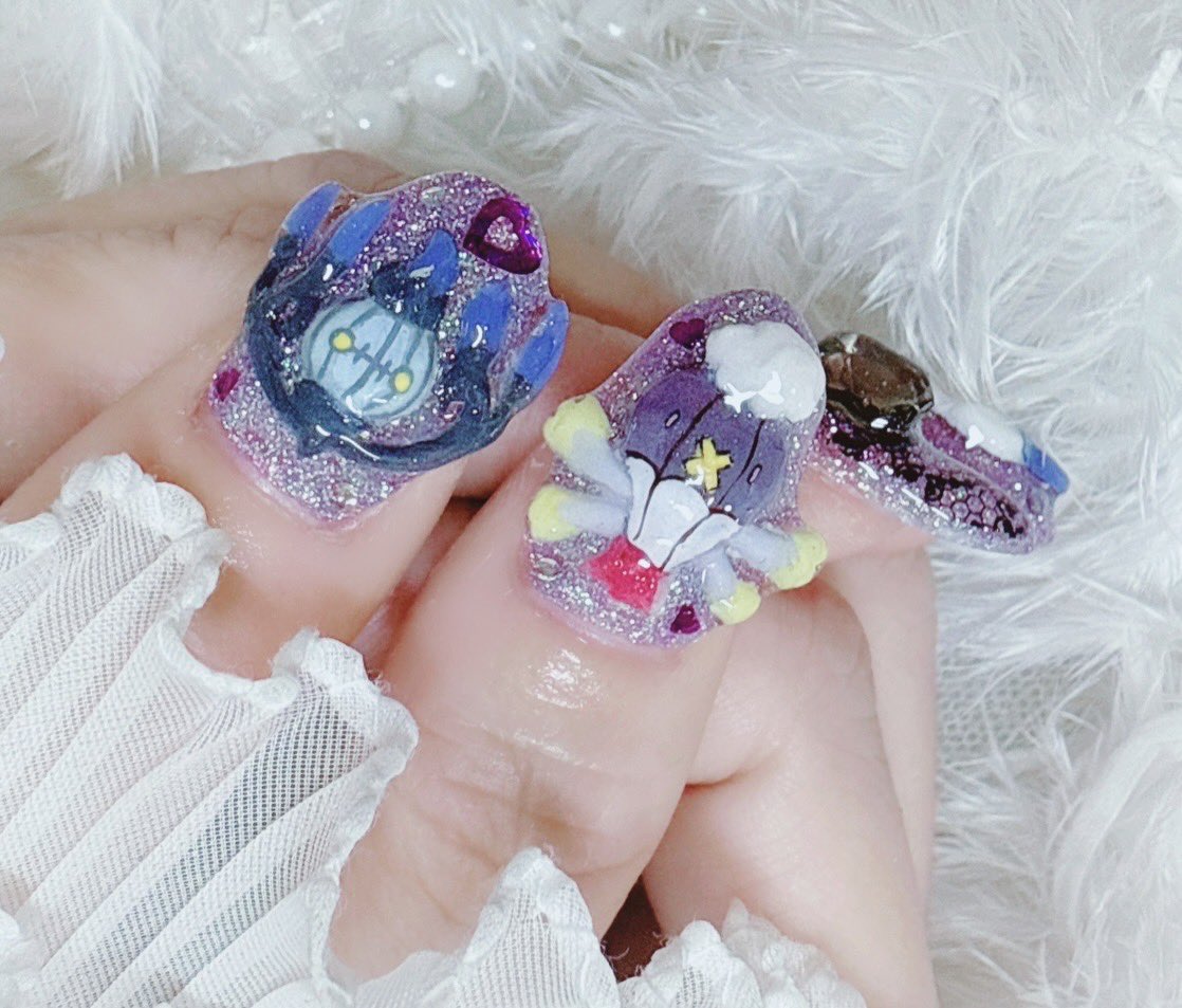 ok2serebu's tweet photo. ポケモンネイル💜💜
 https://t.co/p2yyfMdEUc https://t.co/o5EE9EF10k