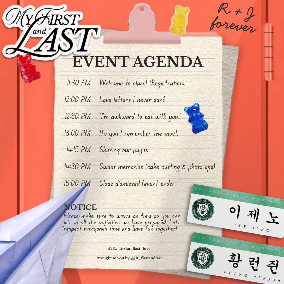 JR_firstandlast's tweet photo. Dear Diary, I’ve been mapping out every single minute of our date under the summer sky...🌤️

Our official class schedule is finally here! Take a close look at the agenda below so you don't miss out on any chapter of our story 💌

See you guys soon! 🩵💛

#23z_firstandlast_love https://t.co/P1p1FzKcUi