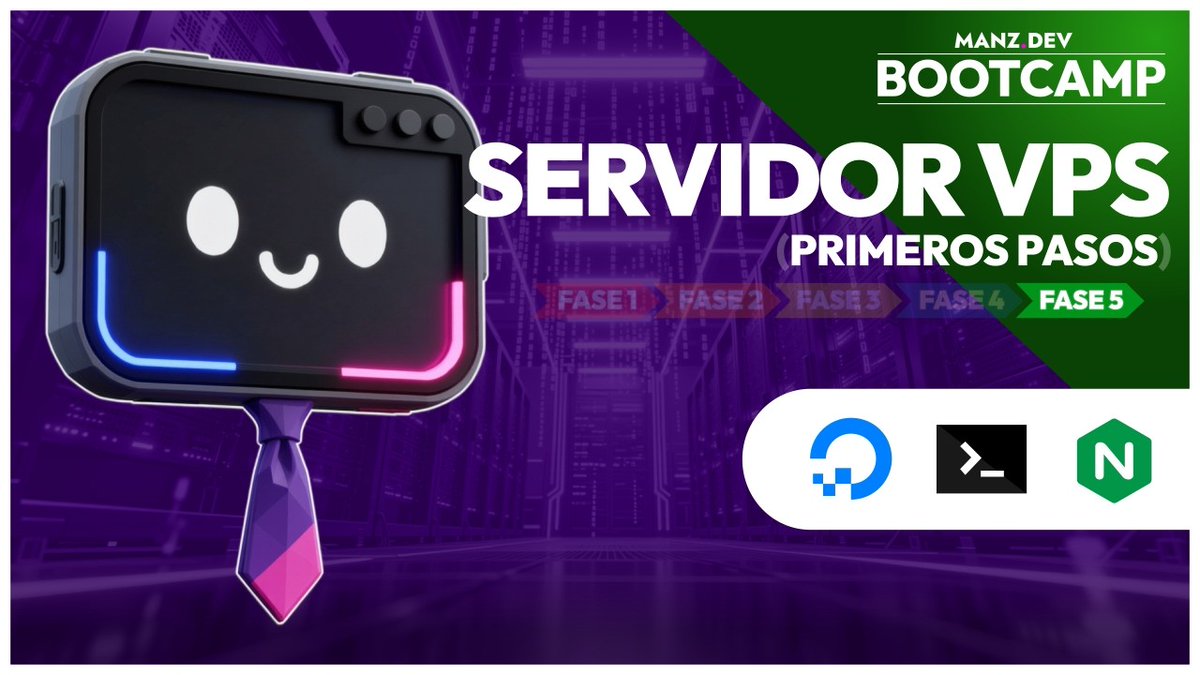 Manz's tweet photo. Recuerda que este domingo 5/JUL tenemos la penúltima clase del Bootcamp: ¡Crea y configura tu propio VPS!

✨ ¡Usando terminal al 100%!
✨ Utilizaremos y aprenderemos nginx
✨ Conceptos de seguridad
✨ Usaremos DigitalOcean

👇 https://t.co/wav3OHAEhu