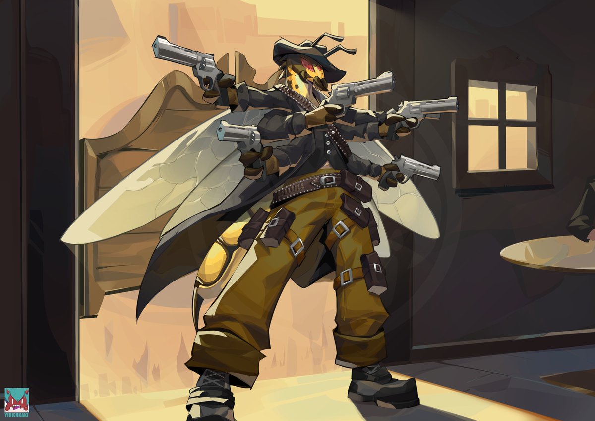 yirienkaki's tweet photo. Full Illustration OC Fan art commission for Fox. 

#OC #AnthroCharacter #commission #fanart #gunslinger https://t.co/azkrHjPb3g