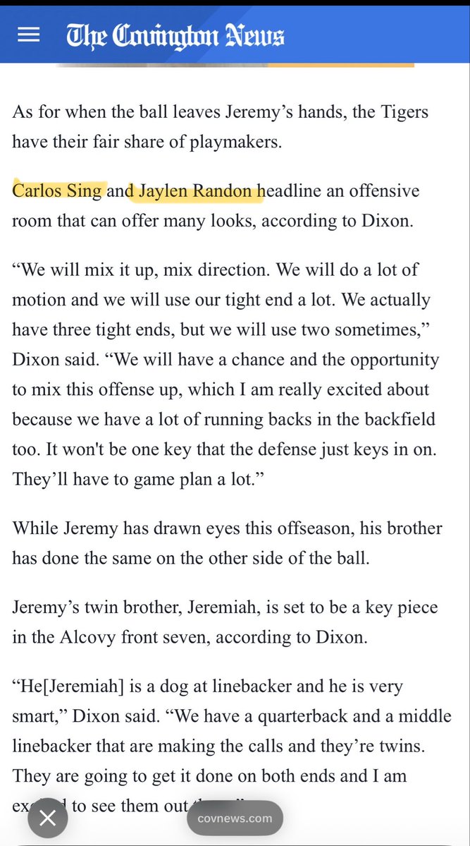 JaylenRandon1's tweet photo. Undefeated padded camp! Next up Friday night lights. Changing the perspective @carlossing22  2027 🔥@CovNewsSports @AlcovyFootball  @CoachDixonTyme4 https://t.co/p2IeCaDNEB