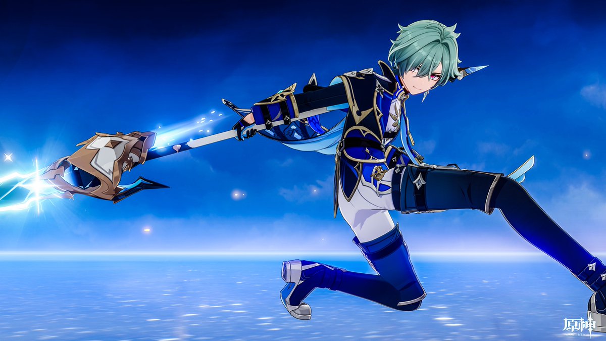 shadow_0824's tweet photo. 個人的に1番好きなのは元素爆発を撃ったあとにナイフを指で挟んで汚れ的なやつを拭ってるローエンくん https://t.co/SOE1yAzuzl