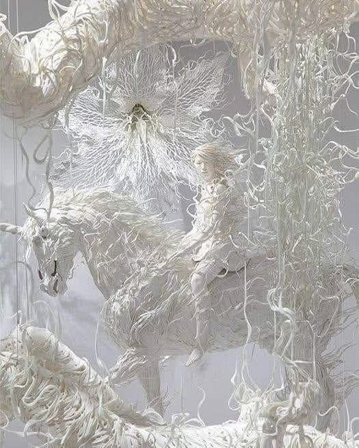 LeoDaVinciWave's tweet photo. This intricate installation is a paper sculpture by Japanese artist Motohiko Odani. https://t.co/Sox4dqCiGf