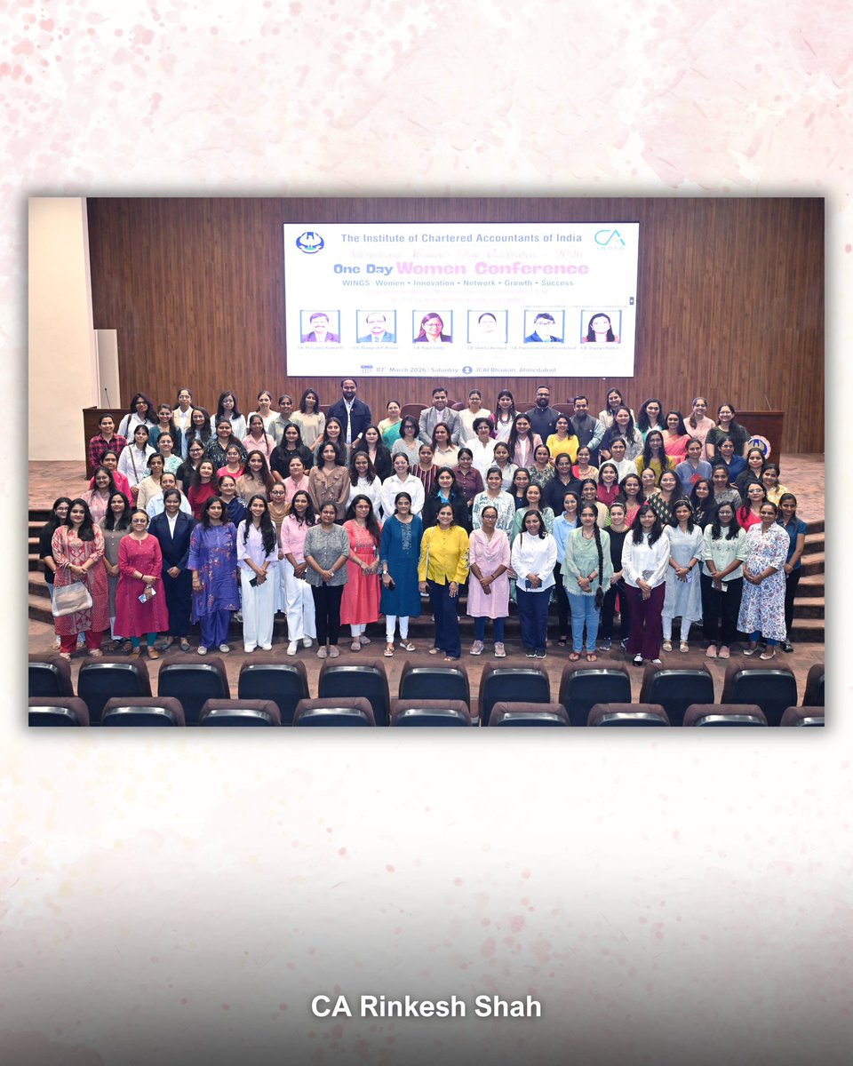 ca_rinkesh's tweet photo. #LatePost | March 7, 2026

Honoured to be part of the One Day Women Conference hosted by ICAI Ahmedabad Branch (WIRC). An inspiring day of learning, leadership, innovation &amp; networking under the theme WINGS.

#ICAI #WomenLeadership #WIRC #CARinkeshShah https://t.co/IWKHJoIDYY