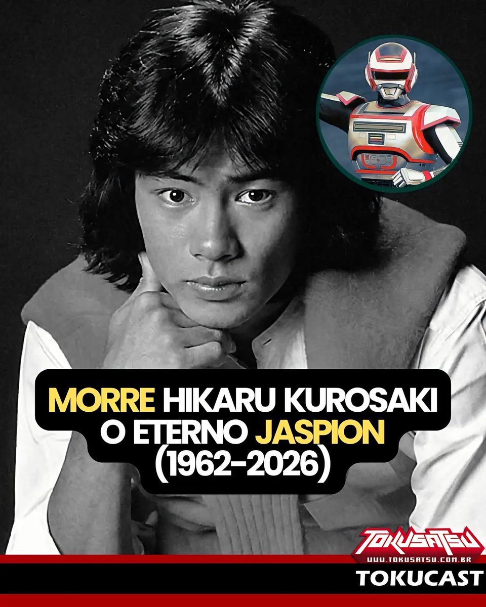 SafariGeneral's tweet photo. É com profundo pesar que comunicamos o falecimento de Hikaru Kurosaki (黒崎 輝), nome artístico de Seiki Kurosaki (黒崎 誠輝), intérprete de Jaspion em O Fantástico Jaspion (巨獣特捜ジャスピオン, 1985). O ator faleceu aos 64 anos.

A informação foi divulgada por Masaki Sekiguchi, membro da Associação de Mergulho da Cidade de Motobu, em Okinawa. Até o momento, não foram revelados detalhes sobre a causa da morte ou sobre as cerimônias de despedida.

Nascido em 31 de janeiro de 1962, em Sakai, Osaka, Kurosaki iniciou sua carreira como dublê da Japan Action Club em 1978 e participou de produções como Spider-Man (スパイダーマン, 1978), Battle Fever J (バトルフィーバーJ, 1979), Denshi Sentai Denziman (電子戦隊デンジマン, 1980) e Choudenshi Bioman (超電子バイオマン, 1984), antes de eternizar seu nome como Jaspion.

Após deixar a carreira artística, mudou-se para Okinawa, onde atuou por mais de 30 anos como instrutor de mergulho.

No Brasil, Hikaru Kurosaki tornou-se um verdadeiro ícone da cultura pop. Graças ao enorme sucesso de O Fantástico Jaspion, exibido a partir do fim da década de 1980, ele se consolidou como o artista japonês mais popular entre os fãs de tokusatsu e uma das personalidades japonesas mais conhecidas do país.

Que sua trajetória e o legado de Jaspion continuem inspirando gerações de fãs.

Descanse em paz.

#Jaspion #HikaruKurosaki #Tokusatsu #MetalHero #Luto
