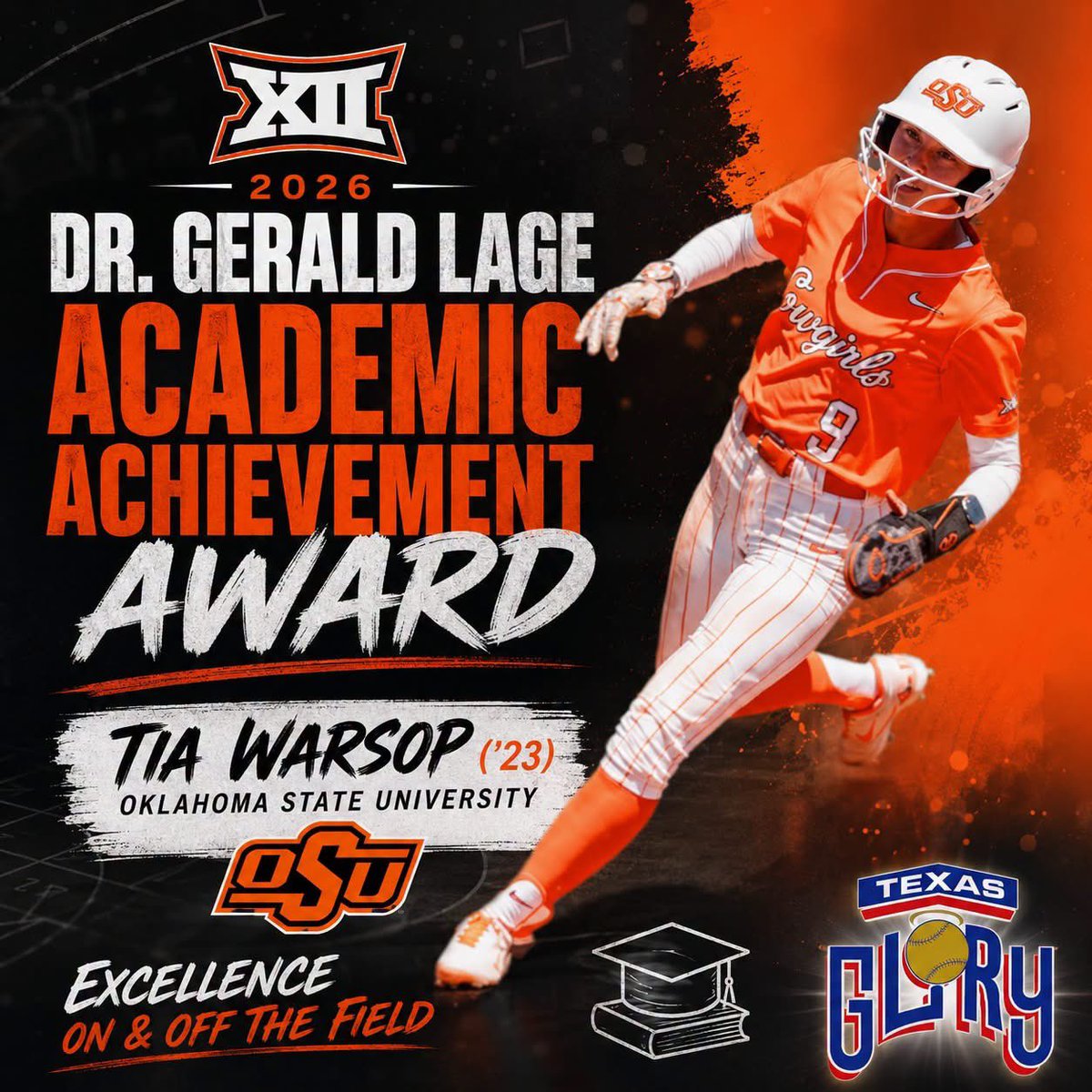 lakeridgesb's tweet photo. OK St’s Tia Warsop ('23, Mansfield Lake Ridge) earns the 2026 Dr. Gerald Lage Academic Achievement Award
 - https://t.co/b37SJdsA0q

#fastpitch #allacademic https://t.co/OFQ5XBuSSV