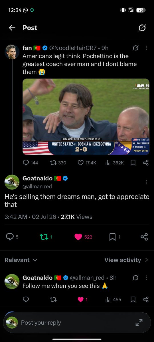 allman_red's tweet photo. Said some cool shit about US coach and they're all over my comment showing love 🥹🥹🥹 https://t.co/urwBG4HN6K