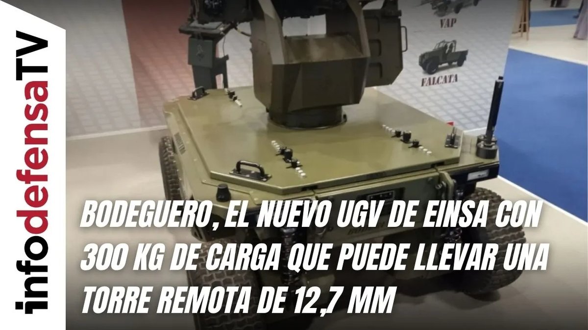 Infodefensa's tweet photo. 🔴#InfodefensaTV | 📹 Bodeguero, el nuevo #UGV de #Einsa con 300 kg de carga que puede llevar una torre remota de 12,7 mm ▶️ https://t.co/uV3kVqI9ZW 🛡️ https://t.co/AFXtDbz0hC