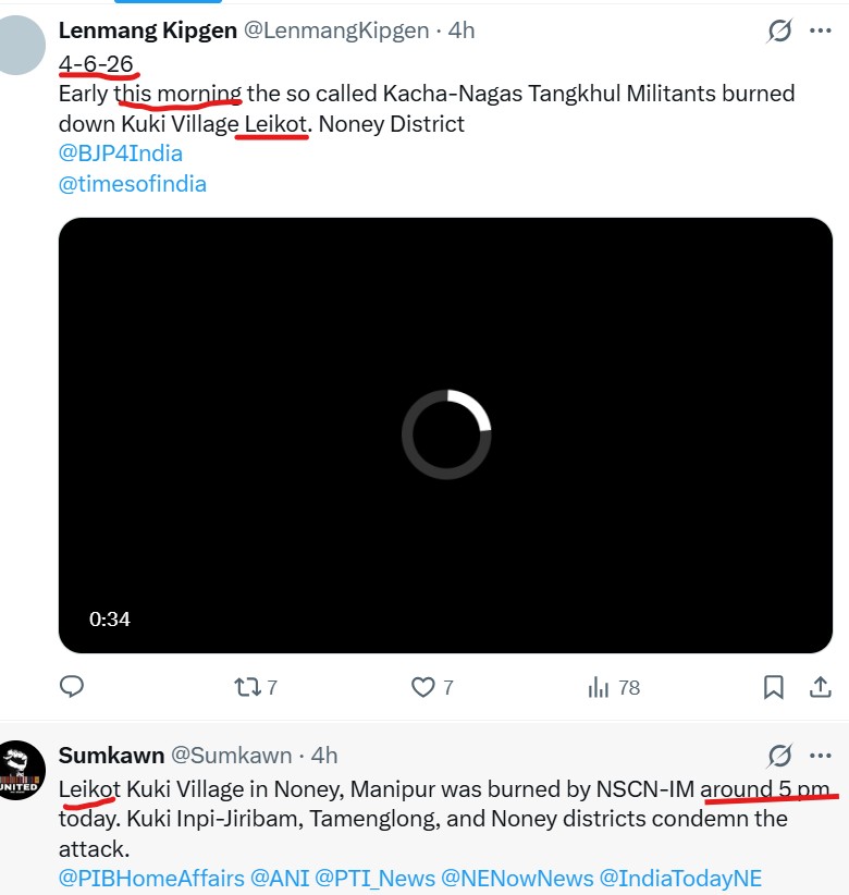 iRoopmati's tweet photo. Hi mayam, can you all provide me the correct information regarding the burning of Leikot village, please?

As per Cookie handles, Leikot was burnt in the early hours of June 4, 2026. 

As per another handle, it was burnt around 5 PM today  i.e. July 2, 2026. 

Can someone provide me the correct date & time please?

Or, can someone tell me if the village was actually burnt? 

Information dissemination from Cookie handles are so confusing ya. 😒