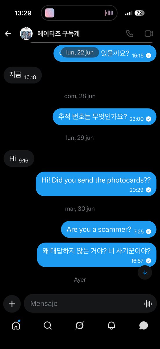 IriaPrez9's tweet photo. KOREAN SCAMMER DON’T BUY ‼️🚨🚨

@_10iouvnng

BANK: 3333294757318 카카오뱅크
NAME : 유하영

She doesn’t send the purchase, he doesn’t return the money and he answers laughing at people

그녀는 물건을 보내지 않고, 그는 돈을 돌려주지 않으며, 그는 사람들을 비웃으며 대답합니다 https://t.co/J3Z1wL10aA
