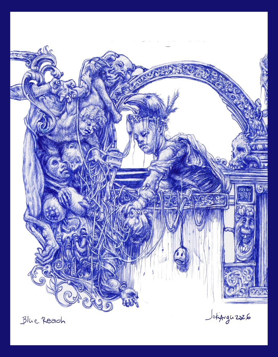 Jokiargu02's tweet photo. TTT: Thursday Tangled Transmissions

Blue Reach
Ballpoint, 2026

A reach across wires, memory, and quiet strange things — where every line feels plugged into a thought that refuses to let go.

Tender. Tangled. Transmitting.

#JoKiArGu #TTT #BlueReach #BallpointArt https://t.co/zBdfimRhm4