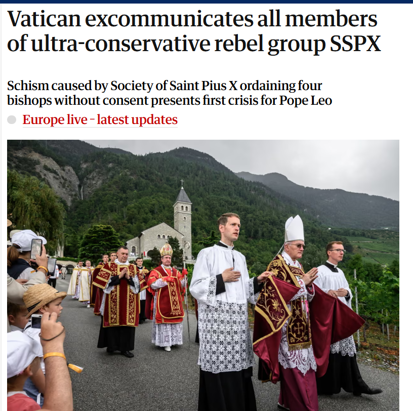 poperespecter1's tweet photo. Breaking: The Vatican has excommunicated all SSPX bishops, priests, and all Catholics who “adhere formally” to the group. https://t.co/jCA8X4bHBX