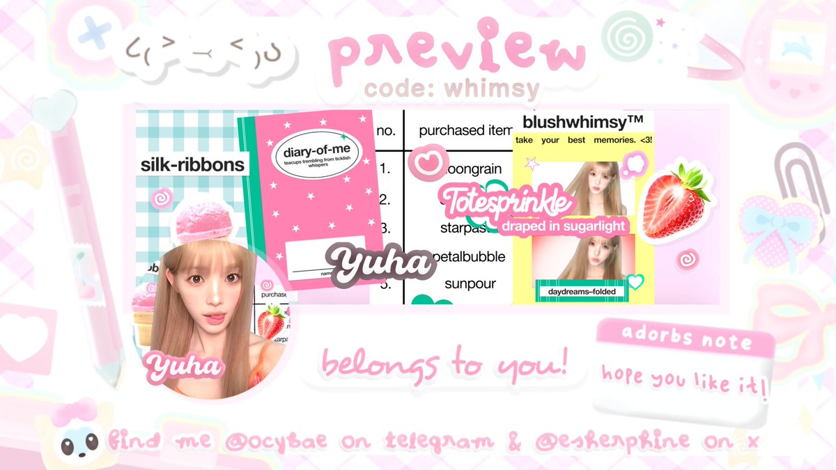 ESherphine's tweet photo. help retweet? maaci 🎀 ♡

hai, aku bawa layout ready stock STELLA, IAN, CARMEN &amp; YUHA ⭐️ 🍎 yang bisa kamu adopt dari sekarang melalui dm dengan harga 12k. free retext nick di ava dan header yap, yuk jajank! .. (˶>⩊<˶) <3 

#bealanja layout https://t.co/MALQm0bw1l