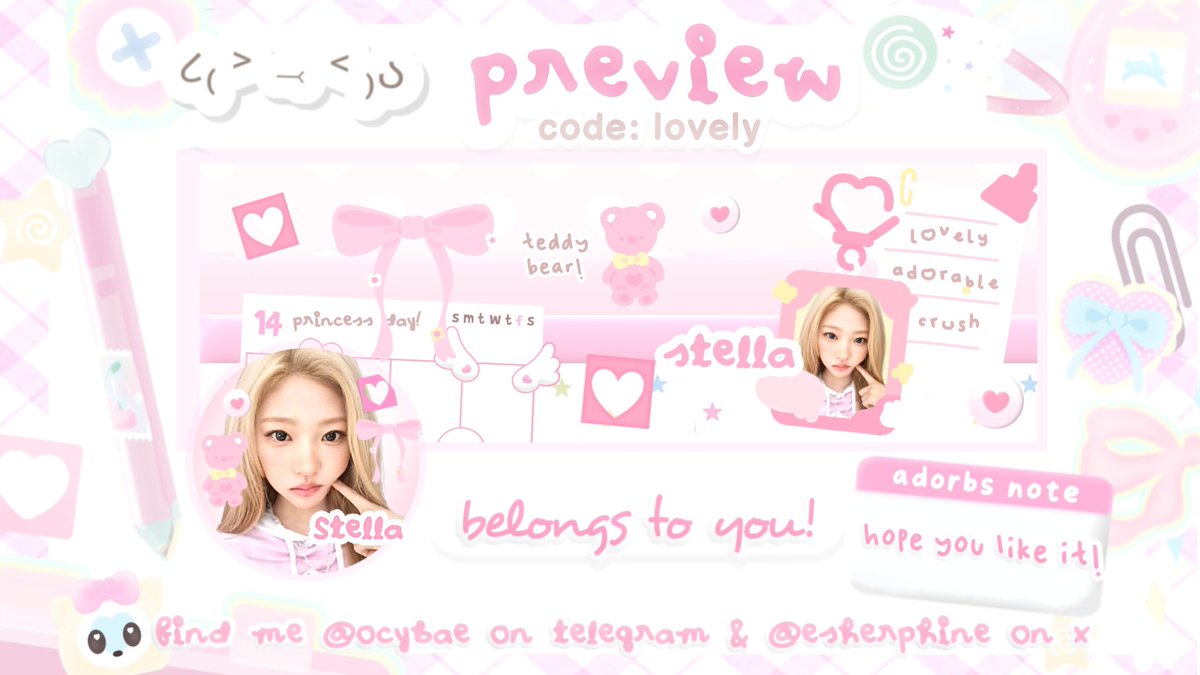 ESherphine's tweet photo. help retweet? maaci 🎀 ♡

hai, aku bawa layout ready stock STELLA, IAN, CARMEN &amp; YUHA ⭐️ 🍎 yang bisa kamu adopt dari sekarang melalui dm dengan harga 12k. free retext nick di ava dan header yap, yuk jajank! .. (˶>⩊<˶) <3 

#bealanja layout https://t.co/MALQm0bw1l