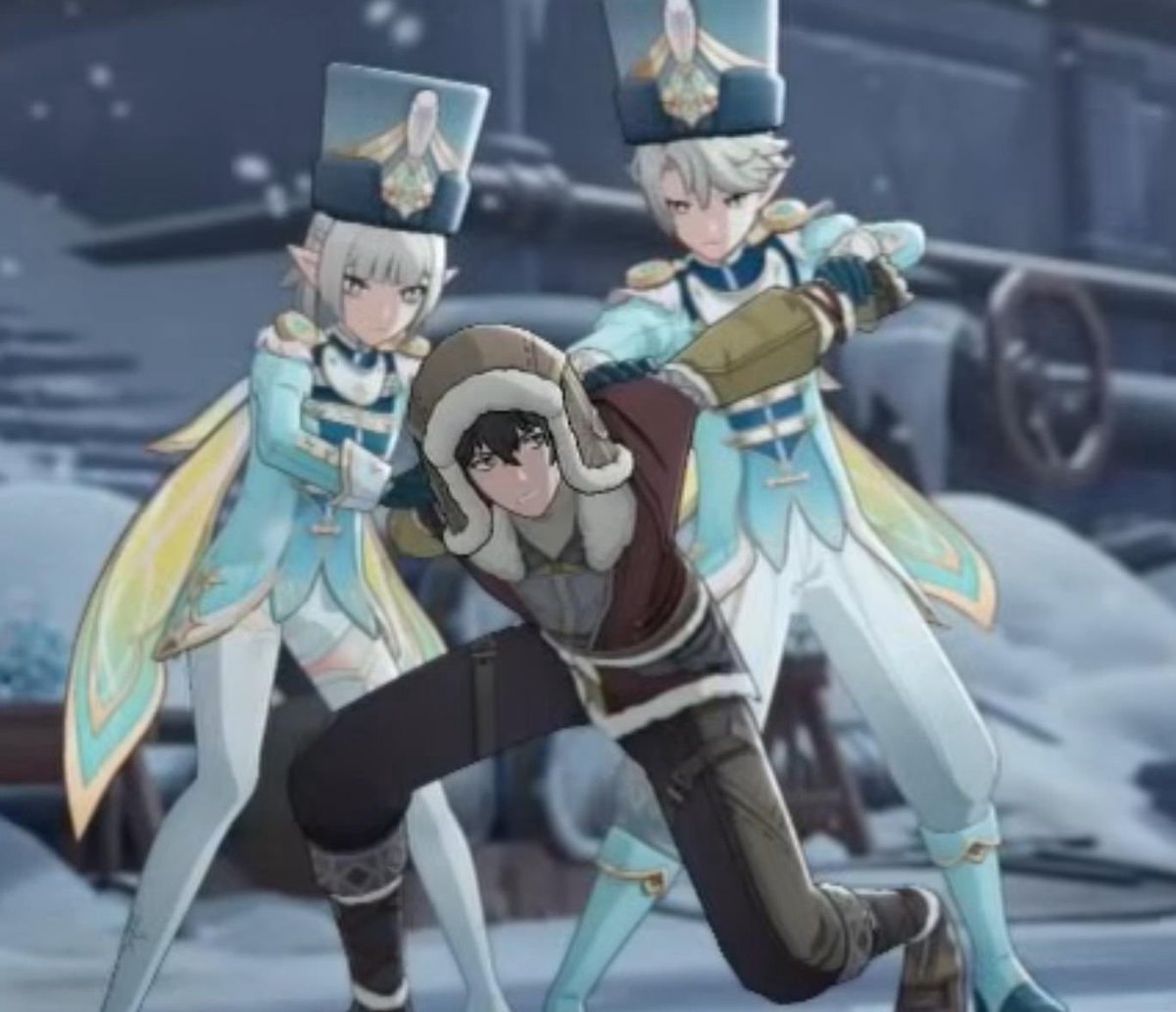 moonrin666's tweet photo. When I hear that Traveler Lumine is in Snezhnaya so I run to make her my wife but some stupid guards hold me down and a guy named Childe slimes me https://t.co/hh7yGhEaOw
