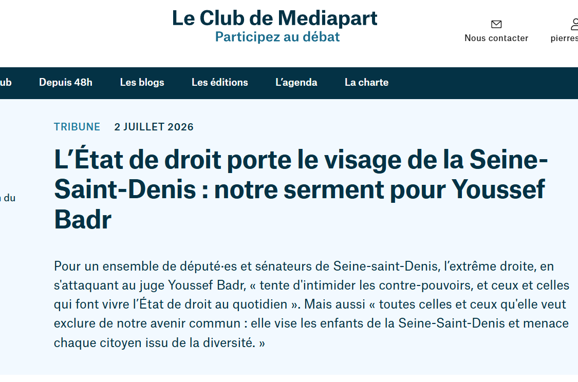 FrDesouche's tweet photo. Les élus d’extrême gauche du 93 prêtent serment au juge Youssef Badr.

Merci pour la démonstration : un magistrat que tout un camp politique érige en symbole ne peut plus être regardé comme un arbitre neutre. C'est exactement ce que nous dénonçons depuis le début.

 https://t.co/Vh8lMaoqn1