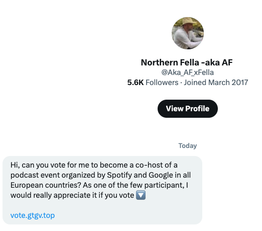 MalcovichDvorak's tweet photo. 🚨 WARNING 🚨 Do NOT click any links from @Aka_AF_xFella! The account is compromised and sending out fake "vote" links. It's a phishing site designed to steal your X credentials and send them straight to a Telegram channel. Do not click, do not log in. Block, report, and RT. https://t.co/HNErhLyBdB