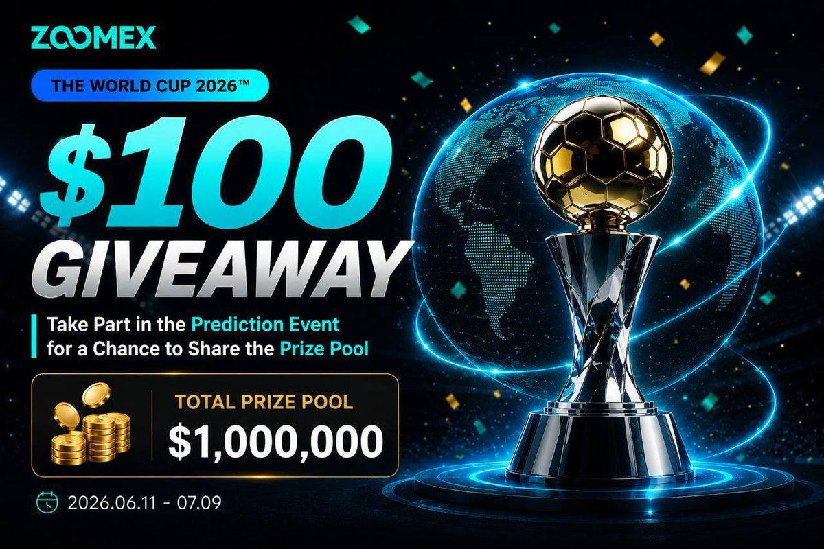 PeekaB0SS's tweet photo. $100 | 6 hrs 🐧

- R + F @ZoomexOfficial  

~ Click the link: https://t.co/S8HSmZzyIM (Post Proof)  

—————  
D-7 $1,000,000 prize pool. No entry fee.  
Predict match results, finalists, the champion.  

Zoomex World Cup Football Carnival is live.  
Get it right, claim your share.  
#Zoomex #WorldCupCarnival  
[NFA / DYOR / ADs]

(AD, NFA, DYOR)
