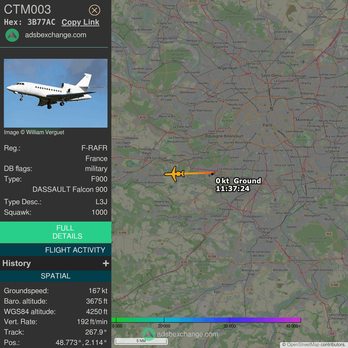 FlottePresident's tweet photo. 🛫 Un Dassault Falcon 900EX EASy 🇫🇷 République Française vient de décoller près de Villacoublay/Vélizy, France.
Vol #CTM003, immatriculation #FRAFR.
Suivre le vol : https://t.co/YO4cupvANh https://t.co/1hPrfA3c3x