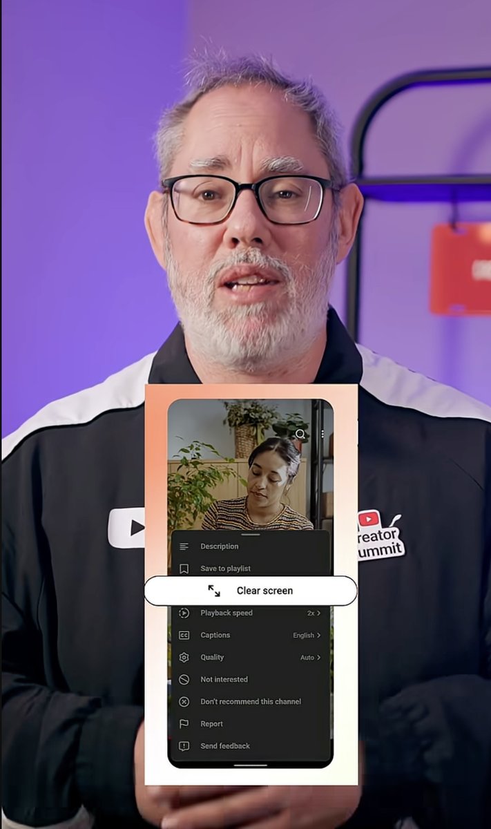Daniel_Batal's tweet photo. Dear @YouTube,
THANK YOU!!

We can now "Clear Screen" and remove all of the overlays on Shorts while watching them and actually see what's going on in the video instead of most of it being hidden behind icons.

Learn more from our pal @YouTubeInsider Here:
▶️ https://t.co/9phRFrfDLr