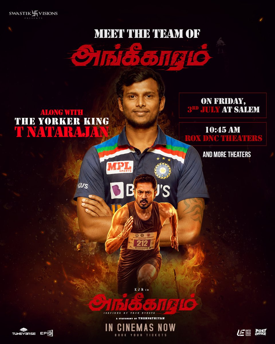 swastik_visions's tweet photo. A special guest. A special celebration. ❤️

Join the #Angikaaram team as we meet you in Salem, alongside the Yorker King @Natarajan_91 ✨

📍 ROX DNC Theatres, Salem
🗓️ 3rd July | ⏰ 10:45 AM https://t.co/GDu3sidzmk