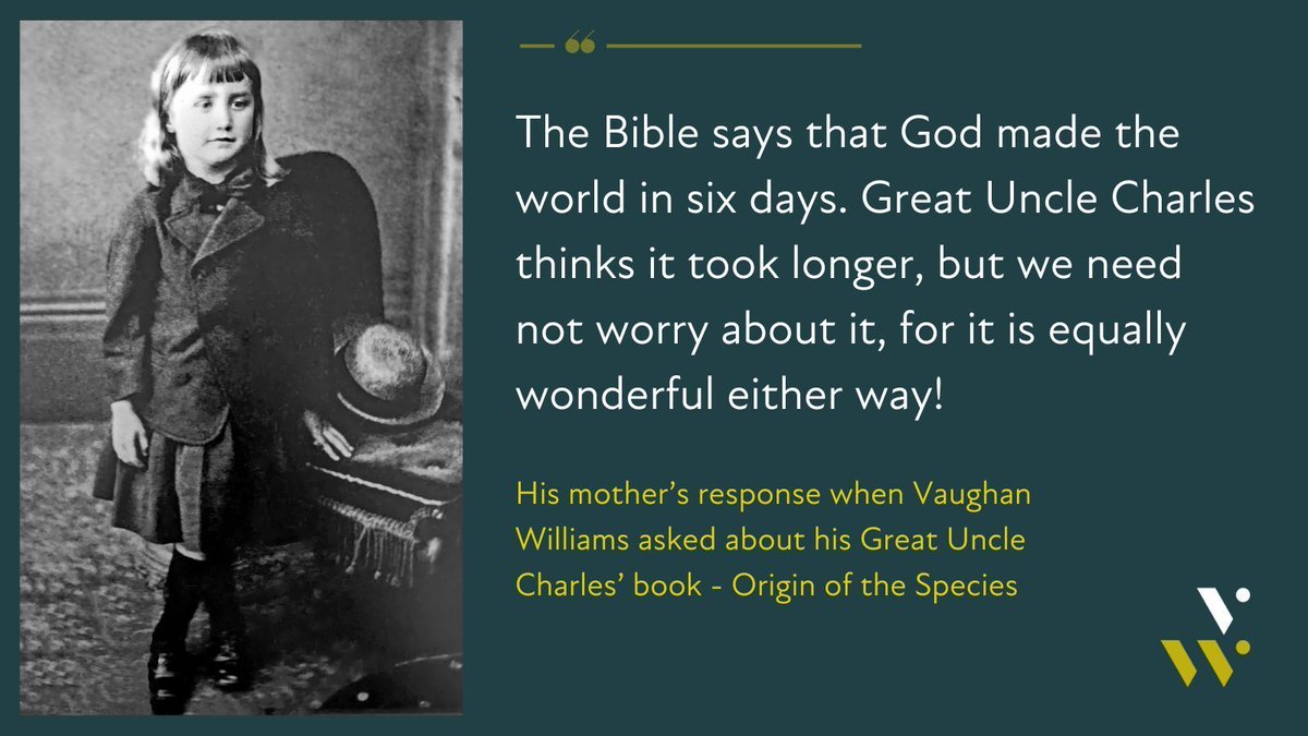 VWFndn's tweet photo. Vaughan Williams had a distinguished family tree. His maternal grandparents were Josiah Wedgwood III (1795–1880), of the influential Wedgwood pottery family, and Caroline Sarah Darwin (1800–1888), sister of the famous naturalist Charles Darwin. https://t.co/uhTlPWDcQ4