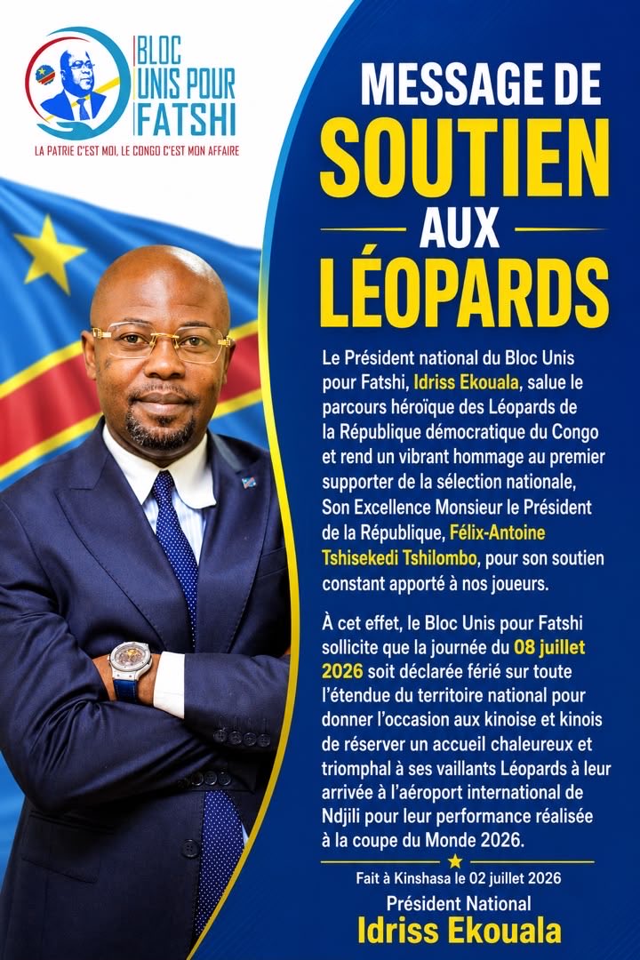Mielngoma11's tweet photo. Titre: le 08 juillet 2026 tous a l’aéroport International de N’djili pour accueillir nos vaillants Léopards https://t.co/4KzDqUEGDF