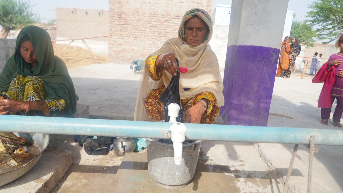 WFPPakistan's tweet photo. A simple washing station can change the daily struggle of an entire village For women like Hazara Bibi, washing clothes once meant long walks, heavy loads, and hours of hard work. Today, safe and accessible washing facilities save time, reduce physical strain, and support hygiene https://t.co/VqUMqaD2Nt