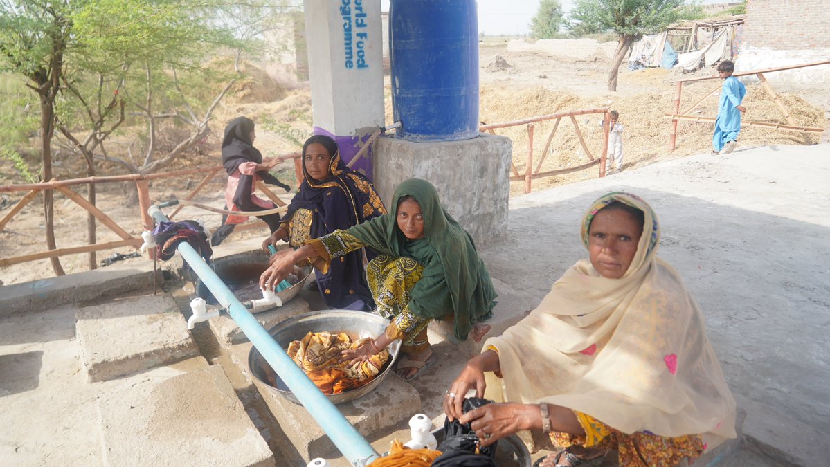 WFPPakistan's tweet photo. A simple washing station can change the daily struggle of an entire village For women like Hazara Bibi, washing clothes once meant long walks, heavy loads, and hours of hard work. Today, safe and accessible washing facilities save time, reduce physical strain, and support hygiene https://t.co/VqUMqaD2Nt