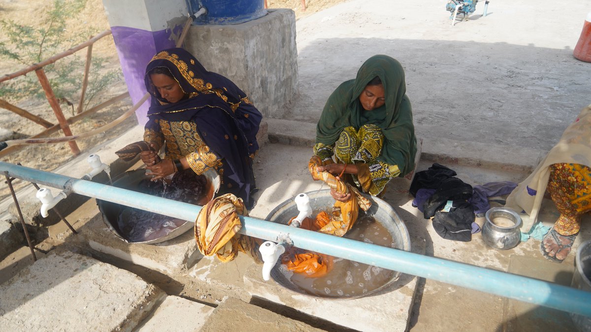 WFPPakistan's tweet photo. A simple washing station can change the daily struggle of an entire village For women like Hazara Bibi, washing clothes once meant long walks, heavy loads, and hours of hard work. Today, safe and accessible washing facilities save time, reduce physical strain, and support hygiene https://t.co/VqUMqaD2Nt