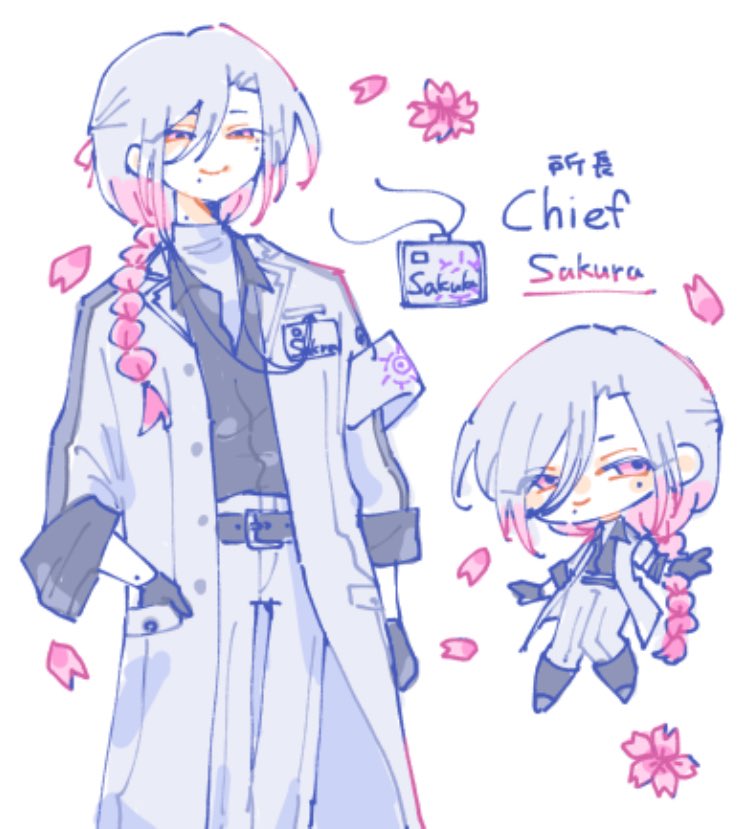 ICE_CREAM_0511's tweet photo. # 自創作の白衣キャラ紹介しませんか
サクラ所長です！
ひとじゃないの星 という創作で、研究所の所長をしています
性別不詳、年齢不詳で、愛したひと(2枚目の花と羽の持ち主)が既に亡くなっている未亡人です https://t.co/89s5Zbc3Bi