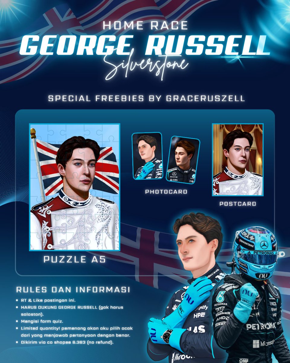graceruszell's tweet photo. GEORGE HOME RACEEEEE🏎🇬🇧🏁

special freebies online
by graceruszell🩵

how to get? langsung cek di poster aja😉 info tambahan: link gform akan aku share setelah FP1 British GP🫰🏻

#GeorgeRussell #BritishGP https://t.co/YN36Uzj0op