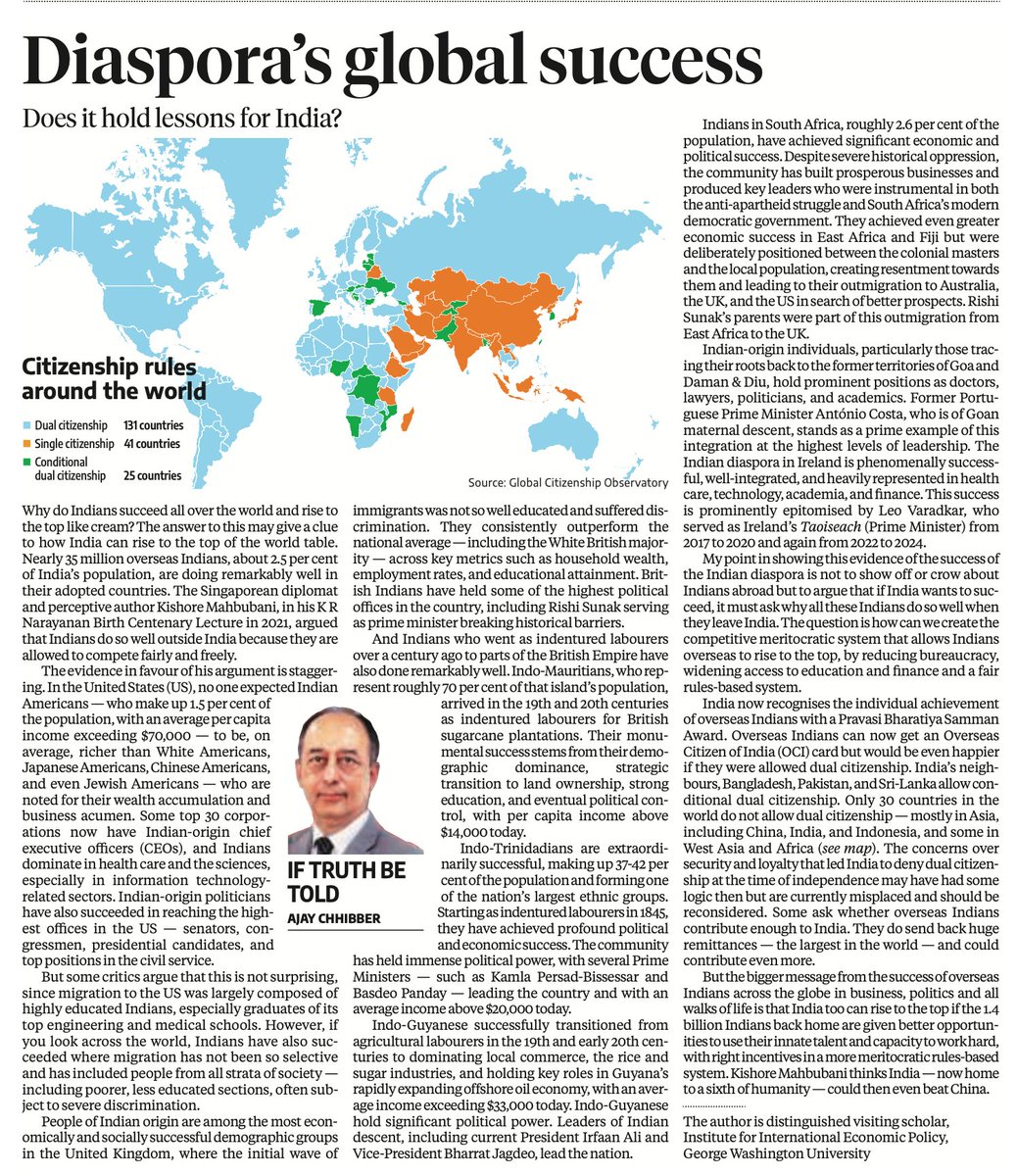Anuraag_Shukla's tweet photo. To make Indians succeed within India as they do outside, the country must reduce bureaucratic friction, widen access to education and finance, strengthen rules-based governance, and build a more meritocratic system, argues Ajay Chhibber. https://t.co/Sr9ADC9fFx