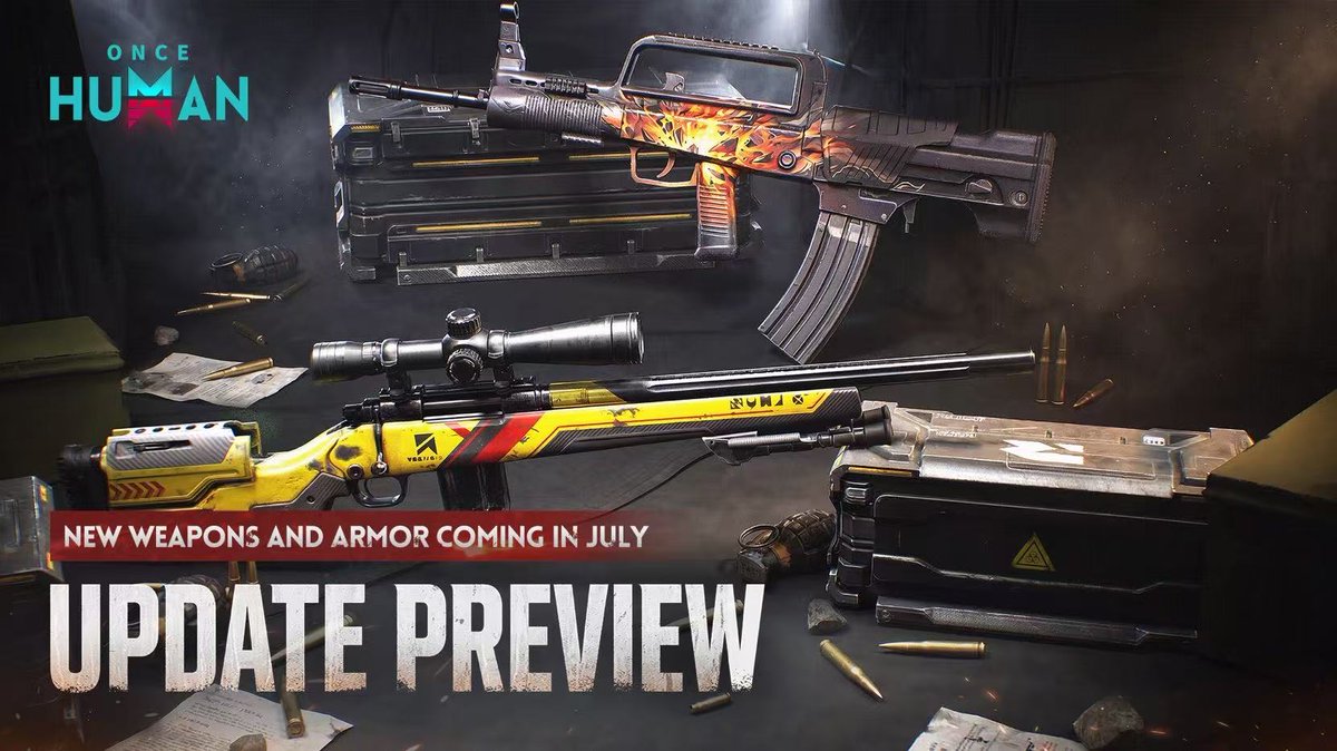 OnceHuman_'s tweet photo. 〓 New Weapons and Armor Coming in July 〓

Dear Metas,

After the version update on July 9(PT), we will bring you two new weapons and new armor. As brand-new combat content launching during the 2nd Anniversary celebration, they will accompany the Metas in kicking off this lively anniversary adventure.

The following updates will go live on all scenario servers except RaidZones. Weapon and gear updates for RaidZones will be detailed in a separate announcement later.

I. New Weapons
(1) New Weapon: QBJ97 - Fiery Trees and Silver Flowers
(2) New Weapon: SN700 - Finale

II. New Gear
(1) New Armor: Wind Intepreter Cap
(2) New Armor: Ankh Mask

III. New Sets
(1) New Set: Ghost Link Set

🔗Please refer to the link for full details on the new weapons and armor: 
https://t.co/UALZcCWW2Z

Once Human Development Team

#OnceHuman #oncehumanmobile #ConsoleTestLiveNow