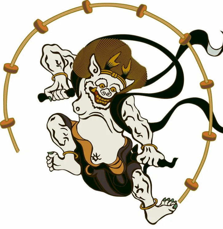 WONPE4CE's tweet photo. Luffy is doing iconic Thunder God Fajin pose. https://t.co/cY83bk7G17