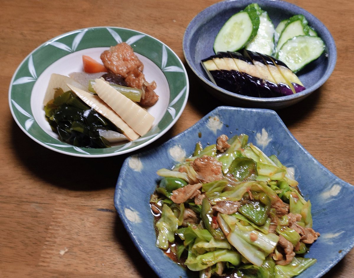 sky_pulsar's tweet photo. 夕飯は

回鍋肉
野菜の塩麹漬け
スーパーの若竹煮

野菜はしばらく自家製でまかなえそう https://t.co/kObFZ7EA8z