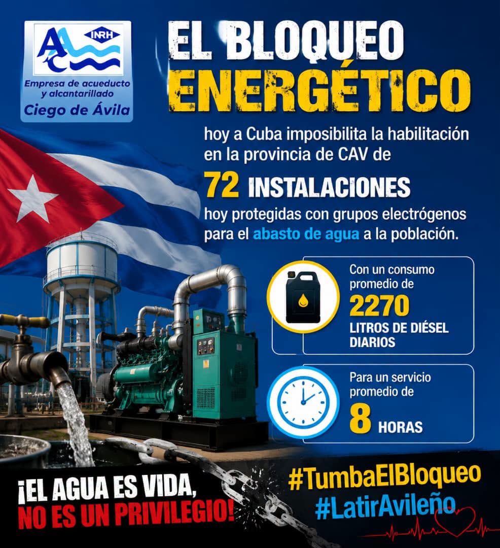 PescaEPIVILA's tweet photo. 🇨🇺 En #CiegodeAvila la adquisición de combustible y piezas para la reparación de los grupos electrógenos es un proceso seriamente afectado por el bloqueo económico, comercial y financiero impuesto por el gobierno de los EE.UU. a #Cuba. #TumbaElBloqueo #LaPatriaSeDefiende https://t.co/81cFldKY96