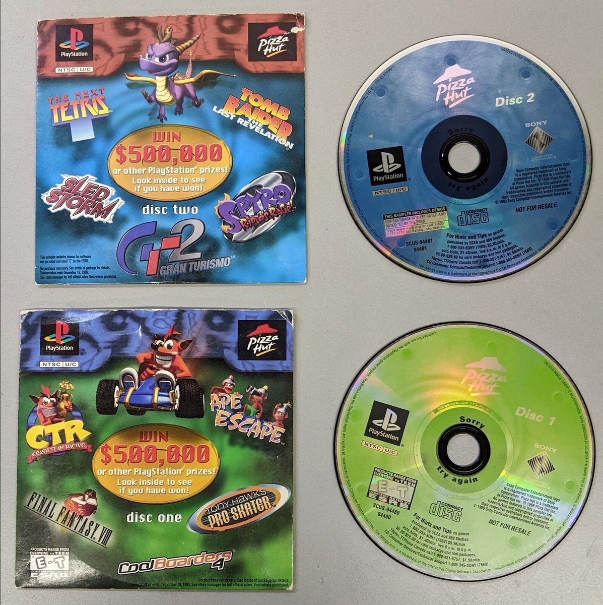 VideoGameHstry's tweet photo. Pizza Hut demo discs (1999) https://t.co/wEFU1yzKRF